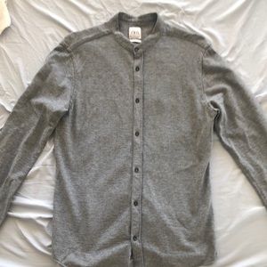 Zara Gray Casual Button Down Shirt